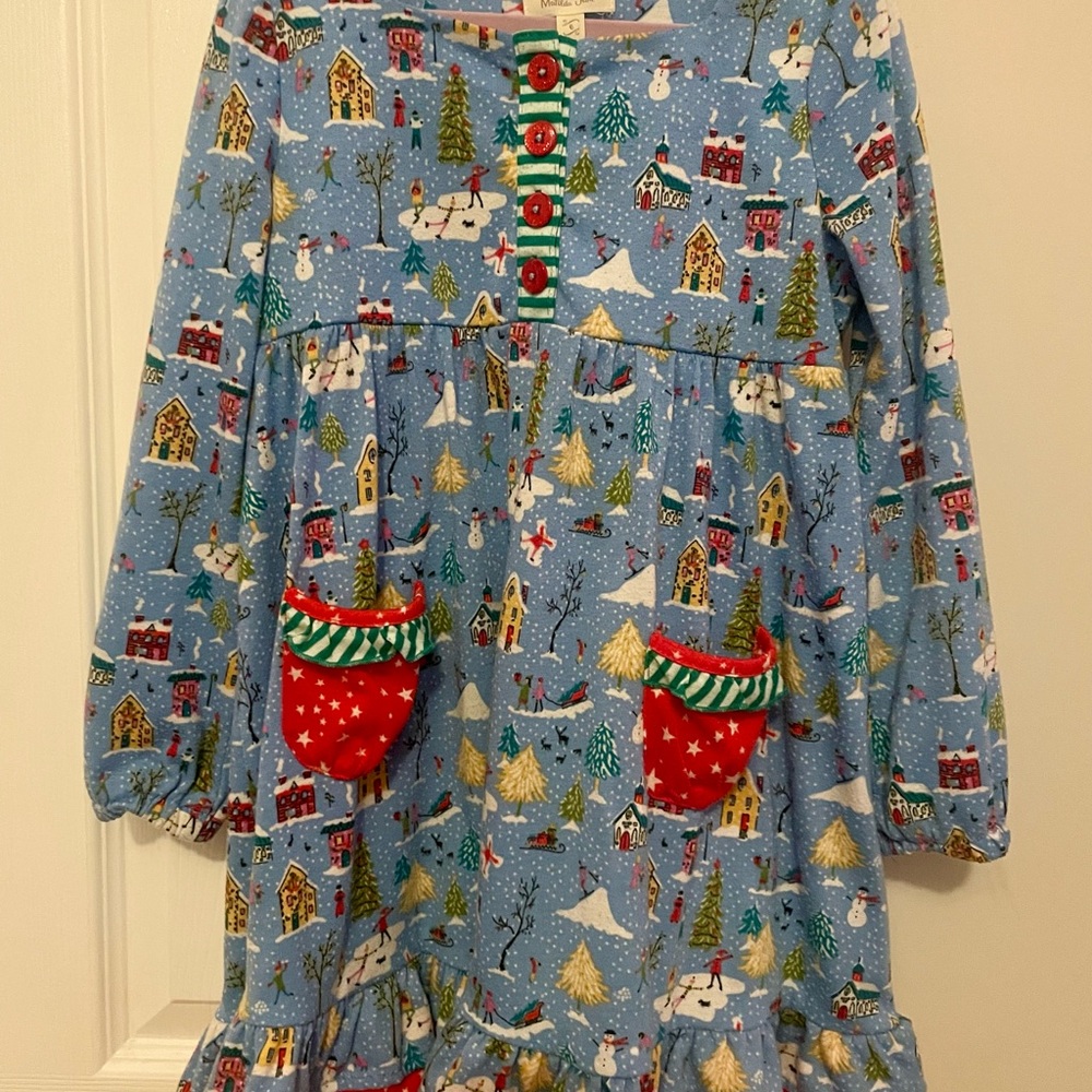 Matilda Jane Blue Holiday Christmas Nightgown Size 6